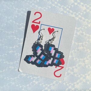 Transgender Flag Butterfly Earrings| Handmade Mini Perler Bead Earrings | PRIDE